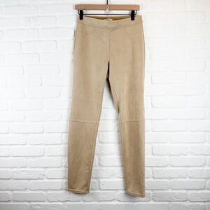 Max Studio Faux Suede Camel Beige Leggings Back Pockets Medium